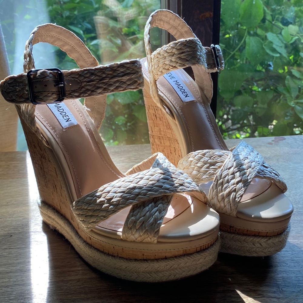 Steve Madden Jute, cork, platform sandals size 7.5 NWOT
